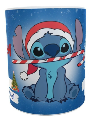 Taza Stitch Navidadeña Caramelo- Personalizada  