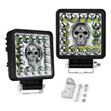 Par Faros 12 Led Cuadrado Auxiliares Estrobo Fija Dually