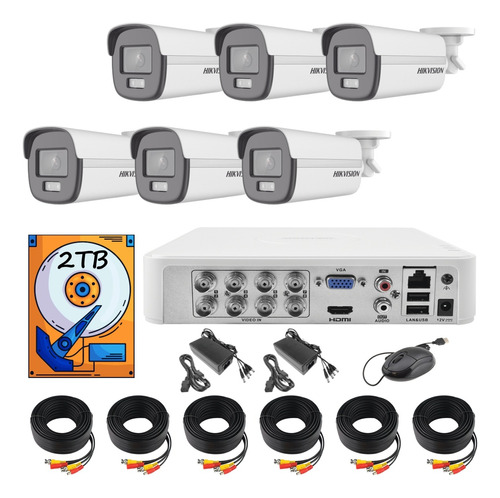 Kit Circuito Cerrado 6 1080 Colorvu / 2tb