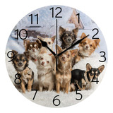 Reloj De Pared Con Diseño De Perro Chihuahuas De 9.8 Pulgada