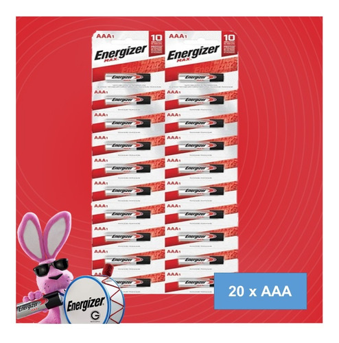 20 Pilas Aaa Alcalinas Energizer Max Mayorista 