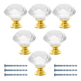 6 Pcs Pomos De Cristal Gabinetes De 30mm Forma De Diama...