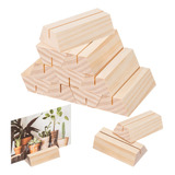 12 Soportes Para Tarjetas De Madera Trapezoidal, Soporte Par