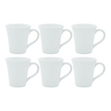 Set X6 Jarro Mug Taza 330cc Cónico Tulipa Blanco Oxford Cafe