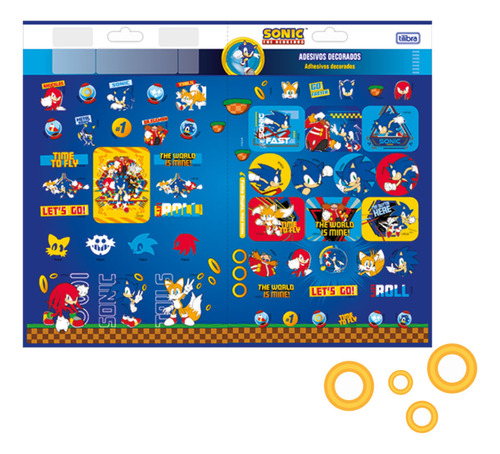 Cartela De Adesivo Decorado Duplo Sonic The Hedgehog Tilibra