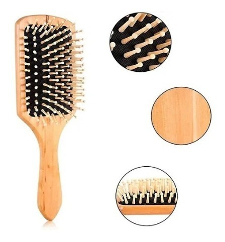 Cepillo Para El Cabello Plano En Bambú Y Madera Original