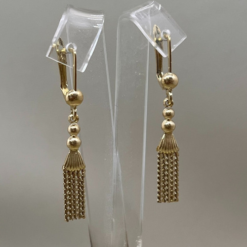 Aros Pendientes En Oro 18k Borlas 3,2g