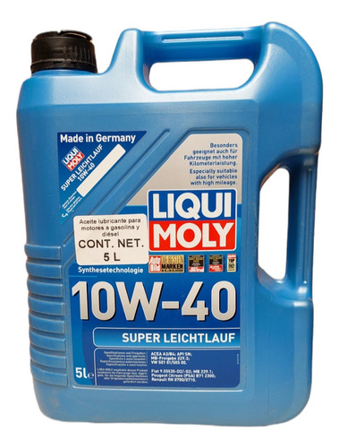 Aceite Sintético Liqui Moly 10w40 Super Leichtlauf  5 Litros