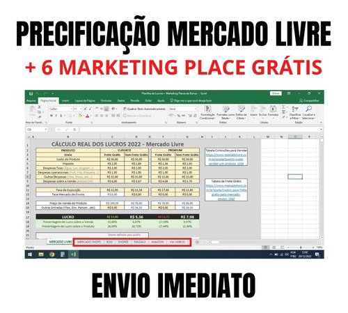 Planilha De Custos Mercado Livre 