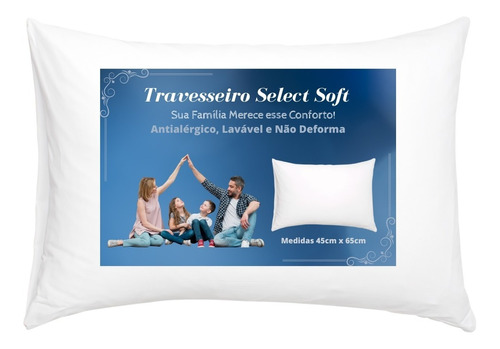 Travesseiro Select Soft Antialérgico Lavável E Não Deforma