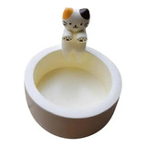 Candelabro Portavelas Figura Gato Gatito Kawaii Ceramica