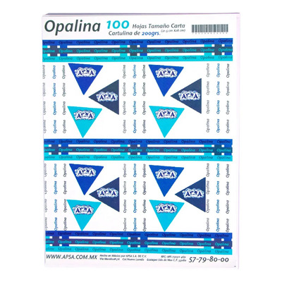 APSA | Papel Opalina Tamaño Carta | Ideal para Uso Escolar o Presentaciones Formales | Apto Impresión | Paquete de Hojas Blancas 100 Unidades | Gramaje: 200 | MercadoLibre