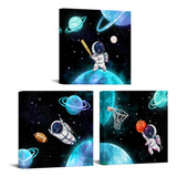 Yeilnm 3 Piezas De Arte De Pared Del Espacio Exterior, Astro