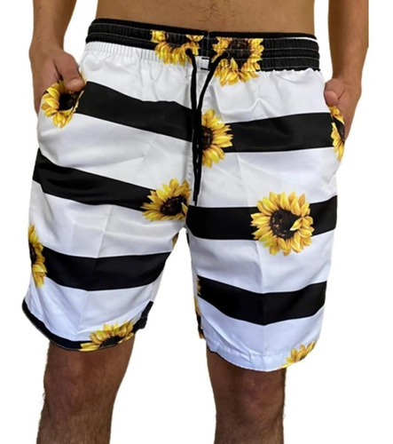 Short Praia Masculino Kit Shorts Casal Presente Girassol 