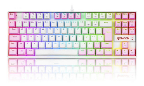 Teclado Mecanico Redragon Kumara K552wp Branco E Rosa Brown