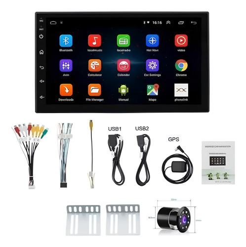 Radio Carro Android 9 Wifi Gps 2 Din Apps  Con Camara Revers