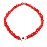 Pulsera Corazon Roja Cuore Mostacillon Rojo Checa Plata 925