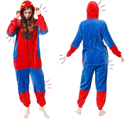 Pijama Mameluco Spiderman Adultos Disfraz Cosplay