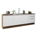 Armário De Cozinha Compacta 240cm Stella Madesa 01 Rb Cor Rustic/branco