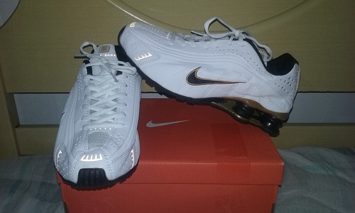 Tenis Nike Shox R4 Branco/preto/dourado Nº41 Original!!!