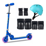 Ajustable Niños Luces Scooter Casco Rodilleras Coderas