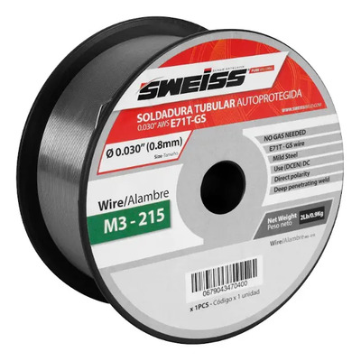 Soldadura MicorAlambre FCAW Sweiss 1kg E71T-GS Flux Core 0.8mm Acero | Meses sin interés