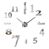 Reloj De Pared 3d 100x100cm  Grande Color Plateado