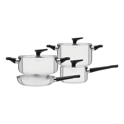Bateria De Cocina Tramontina Grano 7 Piezas Color Plateado