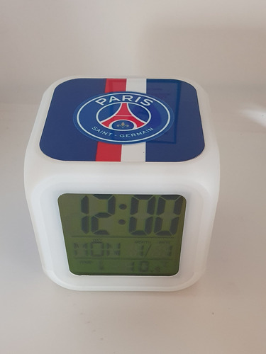 Reloj Despertador Led Psg Paris Saintgermain Multicolor Cubo