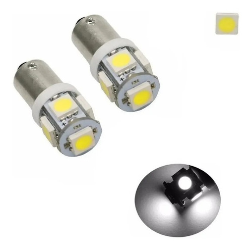 Par Lâmpada Automotiva 69 Ba9s 5 Led Smd Super Branco 12v