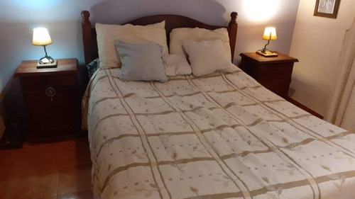 Cama 2 Plazas + 2 Mesitas De Luz Algarrobo