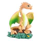 Estatua De Dragón Decorativa, Figura De Amarillo Verde