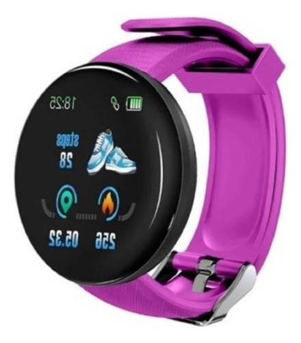 Smart Watch D18s 1.44 Pantalla Color Fitness Presión Arteria Caja Blanco Malla Violeta