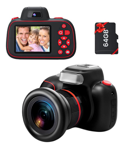 Cámara Digital Cosmer Dslr Para Niños Tarjeta Sd De 64 G