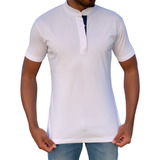 Camisa Gola Padre Algodão Slim Masculina Luxo Elastano Moda