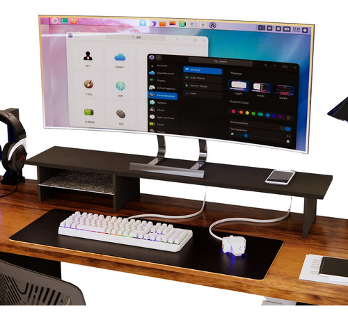 Suporte Dois Monitor Gamer Setup Home Office 100cm Preto