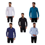 Kit 5 Camisas Social Masculina Slim Fit Full Frete Gratis