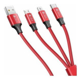 Cable Cargador Usb 3en1 Lighting + Tipo C + V8  1hr  2.1a