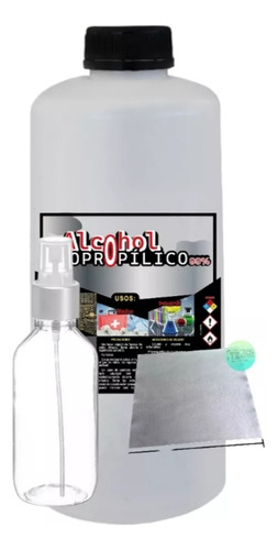 Alcohol Isopropílico Litro+ Atomizador+5 Paños 