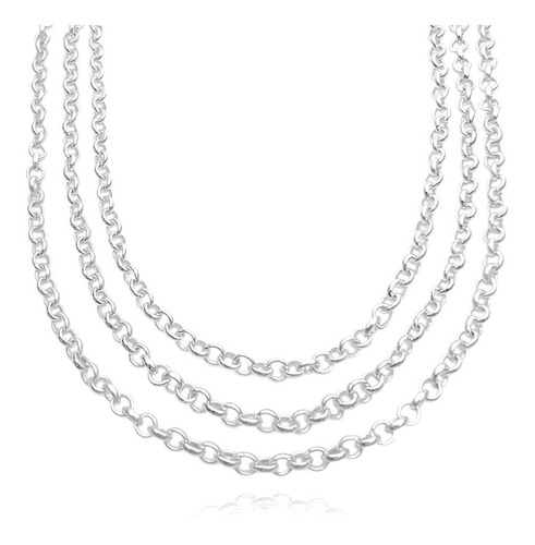 Colar De Prata 925 Trio De Colares Delicada Choker Banhada 