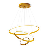 Lustre Pendente Led Moderno Anéis Led 89w 3 Arcos Dourado