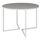 Mesa Jantar Industrial Base V Branco 110cm Redondo Branco