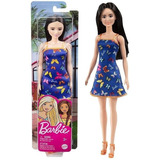 Barbie - Vestido Azul Con Mariposas - Original Mattel 