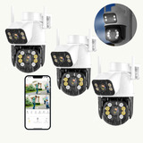 6mp/4k Kit 3 Câmeras Wi-fi Lentes Dupla Zoom Híbrido Smart