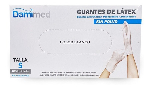 Guantes Látex 100u Blancos Sin Polvo Todas Las Tallas