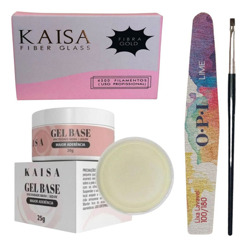 Kit Kaisa Gel (escolher)+ Fibra Gold + Lixa Color + Pinceln4