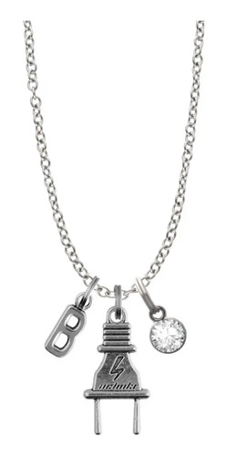 Collar Enchufe Clavija Electricista Dije Letra Inicial Moda