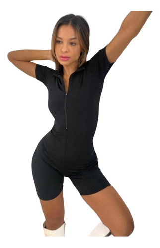 Catsuit Mono Corto Enterito Mujer Con Cierre Moda