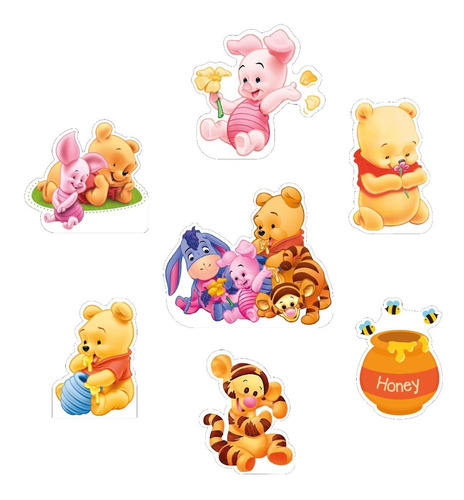 Figuras Winnie Pooh Bebé Base Rígida Kit 7 Pzas Coroplast