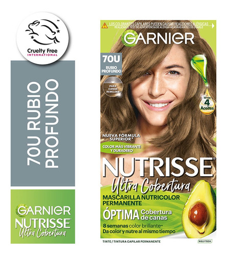 Kit Nutrisse Ultra Cobertura Garnier Coloración Permanente Tono 70 Ultra Cobertura